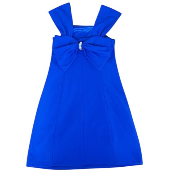 185. SHE+SKY | NEW W/Tag Blue RhineStone Bow Boutique Dress SZ:S -Flawed - Picture 3 of 7